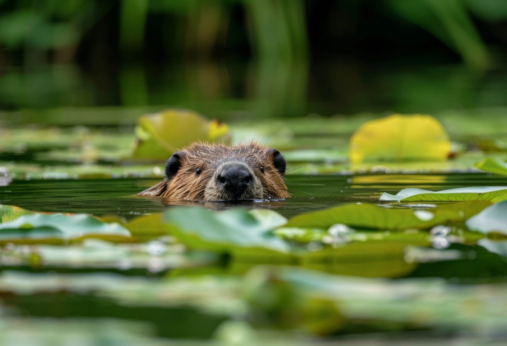 Photo of beaver swimming in water